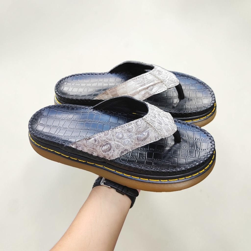 Dép kẹp đế Doctor 4.5cm. Da cá sấu Bạch tạng Hàng hiếm!