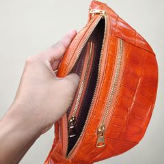 Túi đeo bụng Da cá sấu Loại Dẹp gọn gàng. Phiên bản Vàng bò đẹp Nổi bật!
