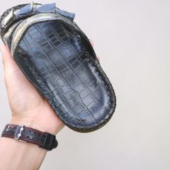 Dép da cá sấu quai ngang ĐẾ CAO 2.5cm rất vừa!