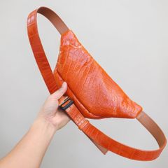 Túi đeo bụng Da cá sấu Loại Dẹp gọn gàng. Phiên bản Vàng bò đẹp Nổi bật!