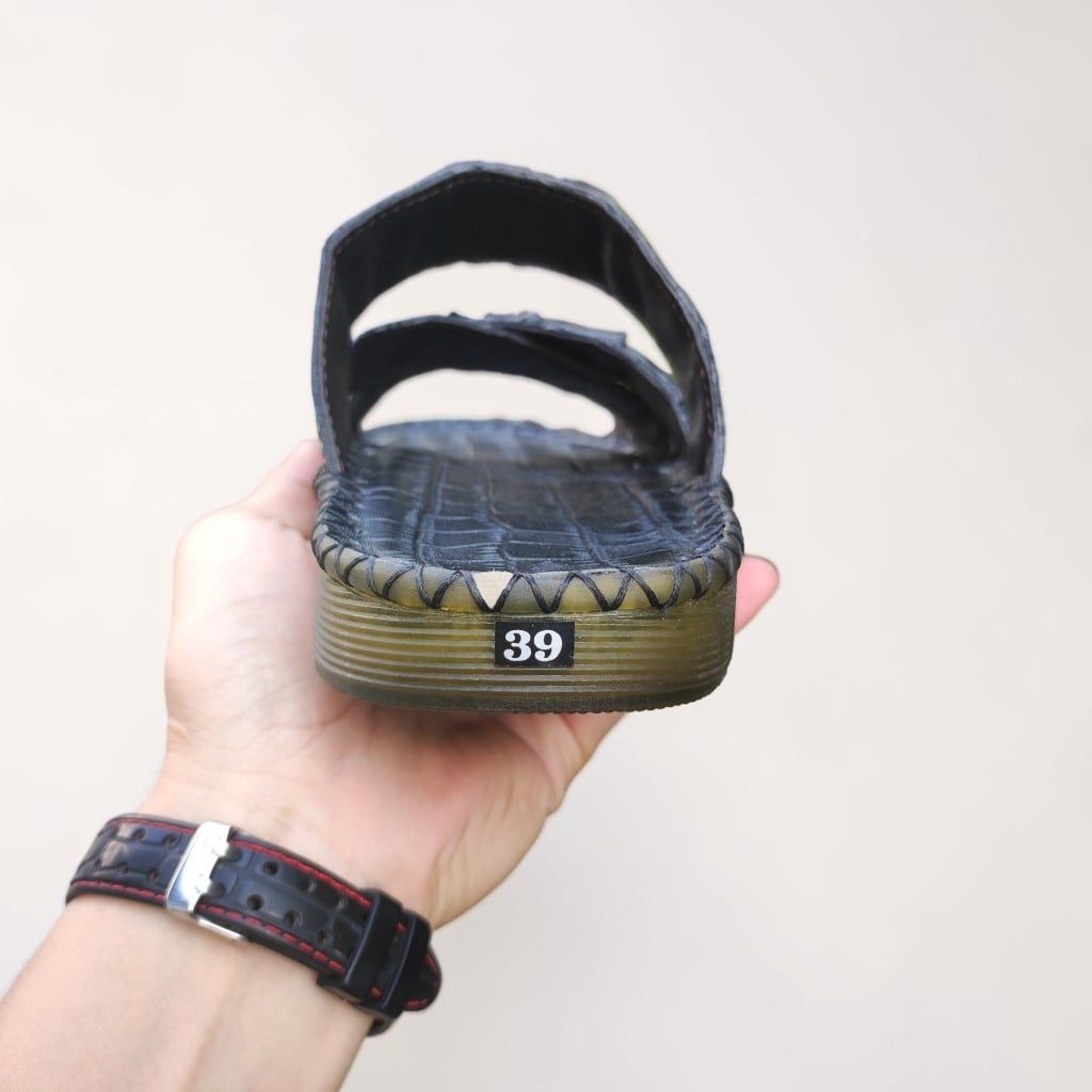 Dép da cá sấu quai ngang ĐẾ CAO 2.5cm rất vừa!