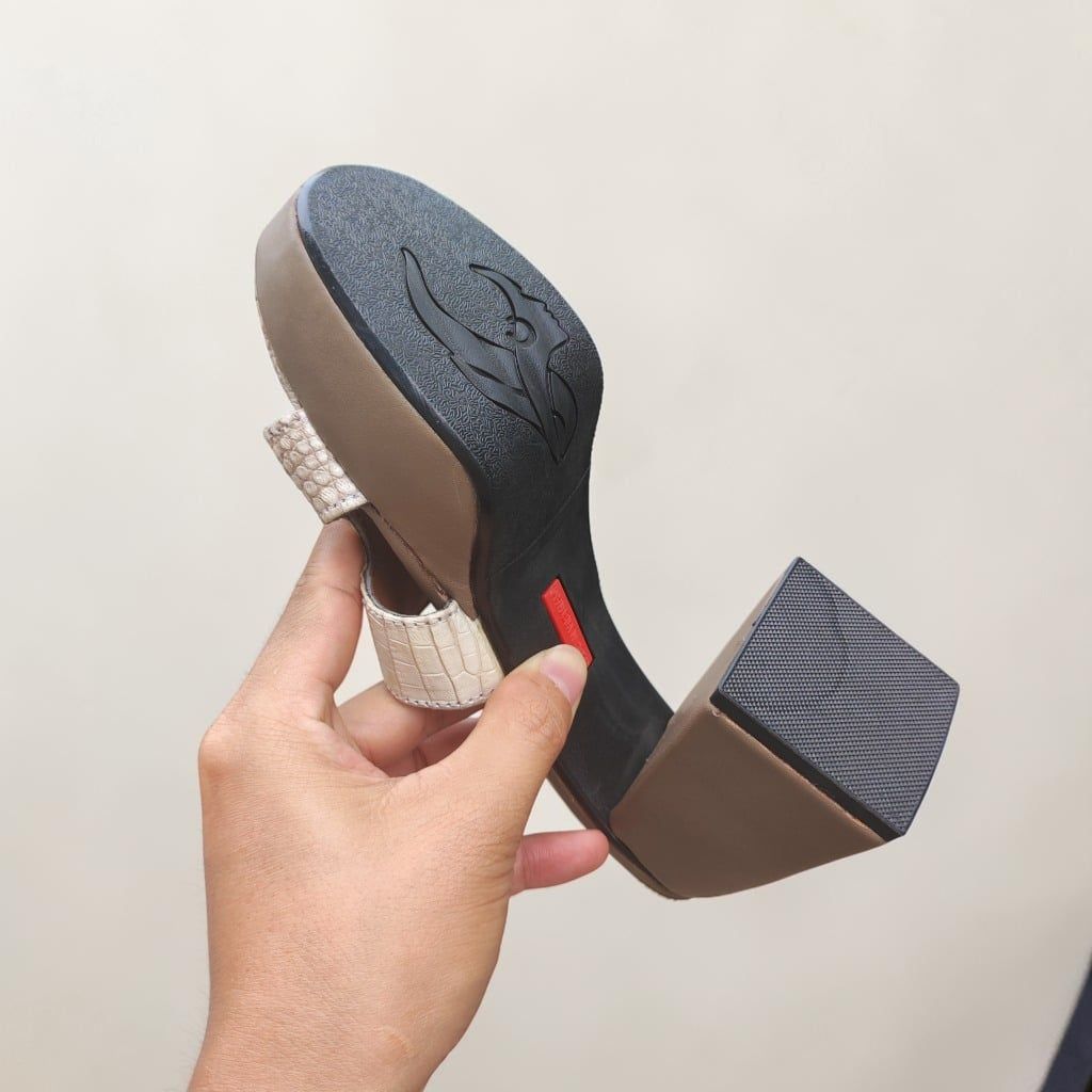 Dép cao gót Nữ 10cm. Da cá sấu bạch tạng Hàng Hiếm!