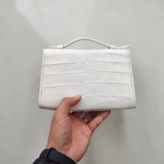Túi nữ Size nhỏ kiêm cầm tay Da bụng cá sấu Bạch tạng!