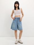  Quần Jeans Lửng Bermuda Phối Ren Lưng 