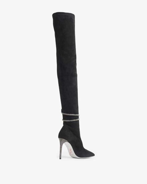  Giày Boots Nữ Rene Caovilla Suede Thigh-High Boots 