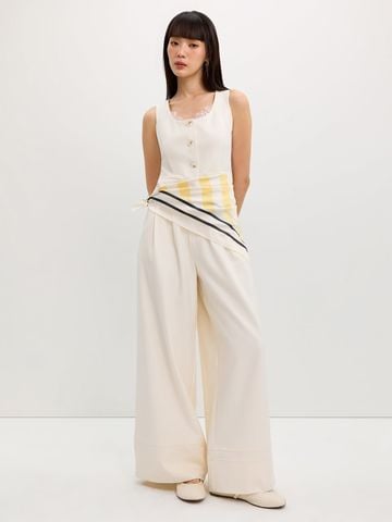 Áo Gilet Cổ Tròn Viền Ren