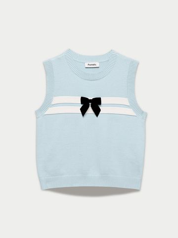 Áo Gilet Phối Sọc Đính Nơ