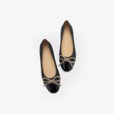  Giày Búp Bê Nữ PAZZION Daisy Tweed Toe Cap Bow Flats 