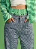  Quần Jeans Ống Cong Kẻ Sọc 