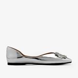  Giày Búp Bê Nữ Pazzion Yael Embellished Buckle Curved Point Toe Flats 