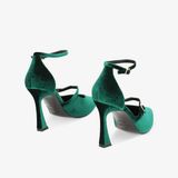  Giày Nữ Primadonna Collection Women Shoes Open Shank Velvet Verd 