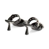  Giày Cao Gót Nữ Primadonna Collection Black Clogs With Buckles 7Cm 