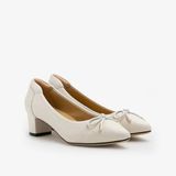  Giày Búp Bê Nữ PAZZION Una Ribbon Low Block Heels 