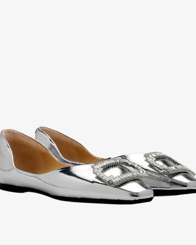 Giày Búp Bê Nữ Pazzion Yael Embellished Buckle Curved Point Toe Flats