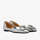  Giày Búp Bê Nữ Pazzion Yael Embellished Buckle Curved Point Toe Flats 
