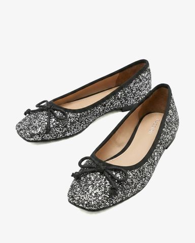 Giày Búp Bê Nữ Pazzion Crystal Embellished Glitter Square Toe Ballet Flats