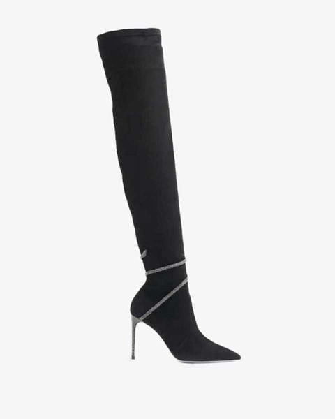  Giày Boots Nữ Rene Caovilla Suede Thigh-High Boots 