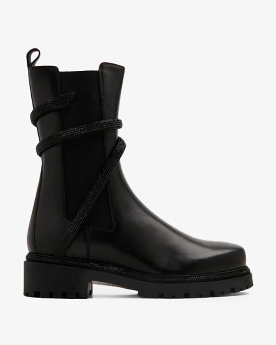  Giày Boots Nữ Rene Caovilla Cleo Crystal Black Bootie 25 