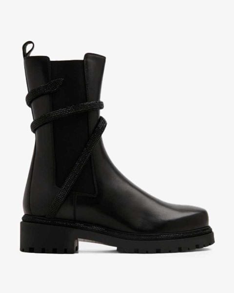 Giày Boots Nữ Rene Caovilla Cleo Crystal Black Bootie 25 