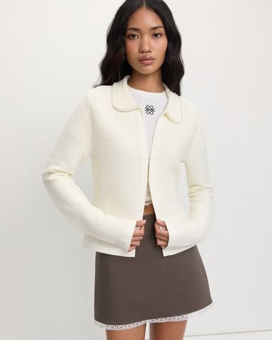 Áo Cardigan Cổ Viền Ngọc Trai