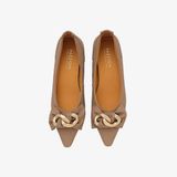 Giày Búp Bê Nữ PAZZION Rue Pointed Bow Wrapped Gold Link Heels 