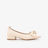  Giày Búp Bê Nữ PAZZION Rue Pointed Bow Wrapped Gold Link Heels 