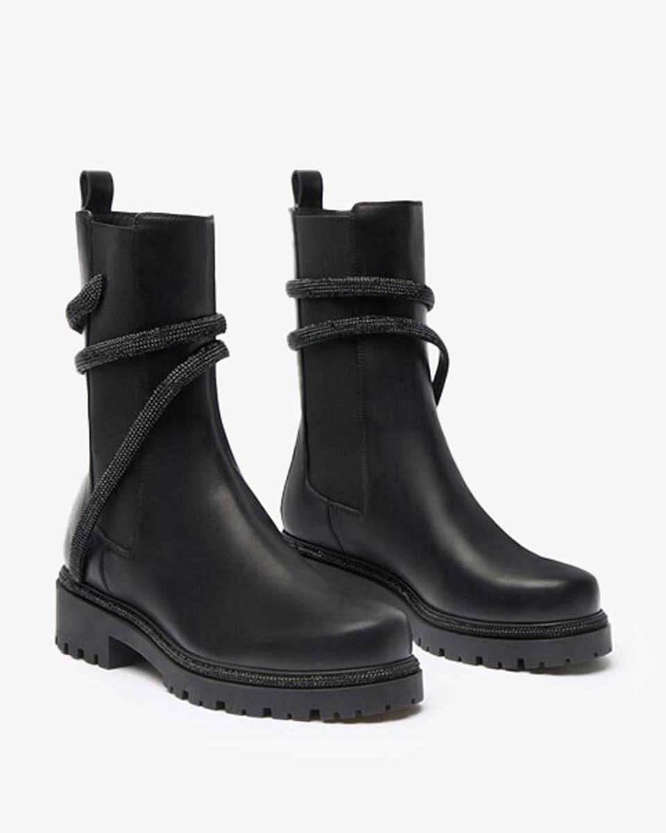  Giày Boots Nữ Rene Caovilla Cleo Crystal Black Bootie 25 