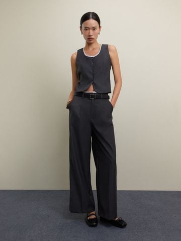 Áo Gilet Cổ Tròn Viền Ren
