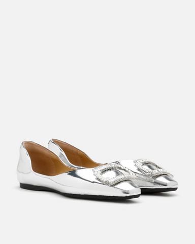 Giày Búp Bê Nữ Pazzion Yael Embellished Buckle Curved Point Toe Flats
