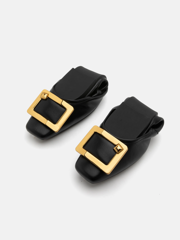 Giày Búp Bê Nữ Pazzion Huda Gold Buckle Foldable Flats