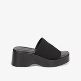  Dép Quai Ngang Nữ Black Fabric Wedges Primadonna Collection 