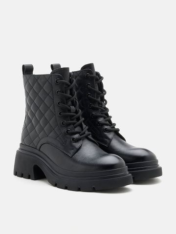Giày Boots Nữ Da Bò Pazzion Aaira Quilted Lace Up Boots