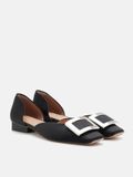  Giày Đế Bệt Nữ Pazzion Beatrice Silver Square Buckle Heels 