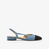  Giày Đế Bệt Nữ Pazzion Blythe Denim Contrast Toe Cap Flats 