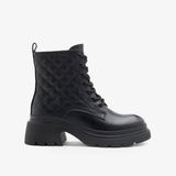  Giày Boots Nữ Da Bò Pazzion Aaira Quilted Lace Up Boots 