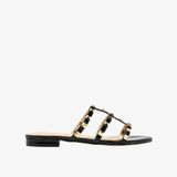  Dép Nữ Pazzion Ingrid Gold Studded Cage Patent Leather Slides 