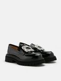  Giày Lười Nữ Pazzion Stefanie Diamante Embellished Buckle Platform Loafers 