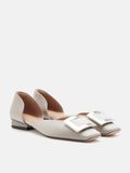  Giày Đế Bệt Nữ Pazzion Beatrice Silver Square Buckle Heels 