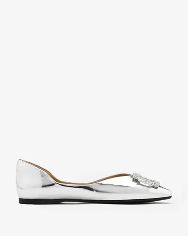Giày Búp Bê Nữ Pazzion Yael Embellished Buckle Curved Point Toe Flats