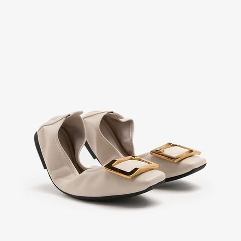 Giày Búp Bê Nữ Pazzion Huda Gold Buckle Foldable Flats
