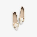  Giày Búp Bê Nữ PAZZION Harper Gold Buckled Pointed-Toe Flats 