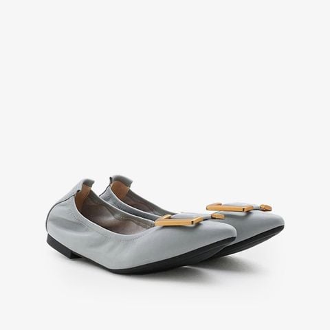 Giày Bệt Nữ PAZZION Harper Gold Buckled Pointed-Toe Flats