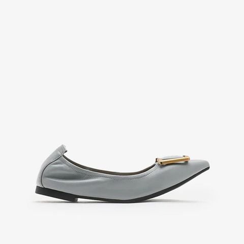 Giày Bệt Nữ PAZZION Harper Gold Buckled Pointed-Toe Flats