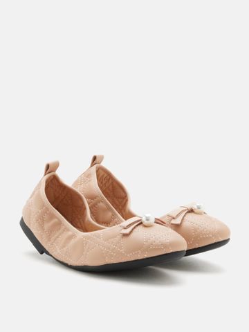 Giày Búp Bê Nữ Pazzion Simona Quilted Bow Pearl Foldable Flats