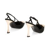  Giày Cao Gót Black Leather Slingback Pump Primadonna Collection 