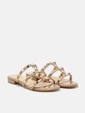  Dép Nữ Pazzion Ingrid Gold Studded Cage Patent Leather Slides 