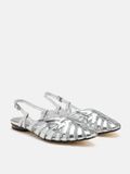  Giày Búp Bê Nữ Pazzion Rebekah Strappy Metallic Slingback Flats 