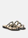  Dép Quai Ngang Nữ Pazzion Ingrid Gold Studded Cage Patent Leather Slides 