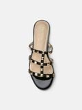  Dép Quai Ngang Nữ Pazzion Ingrid Gold Studded Cage Patent Leather Slides 