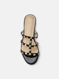  Dép Nữ Pazzion Ingrid Gold Studded Cage Patent Leather Slides 